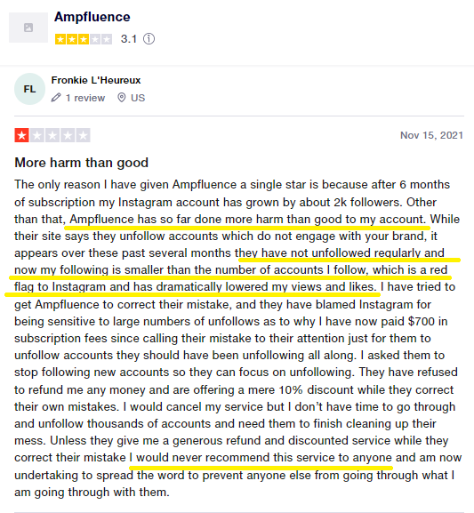 Ampfluence Review 2022: Don't Judge a Book by Its Cover 7 Ampfluence customer comment