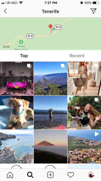 Top posts on Instagram location search