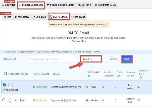 Top 7 Instagram Message Recovery Tools 2 DMpro's dashboard