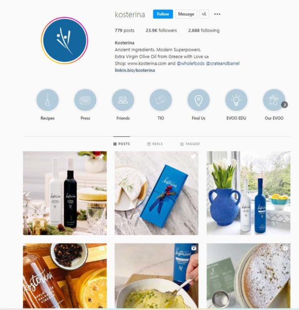Instagram Shopping page example